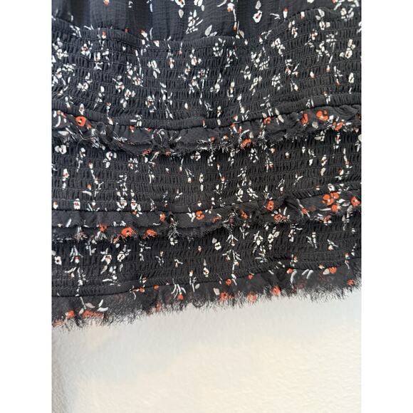 FREE PEOPLE printed floral Black Lolita blouse Small Boho Peasant - Picture 6 of 9